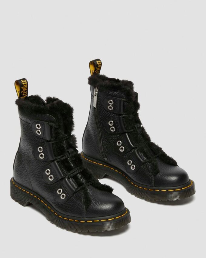 1460 Faux Fur Lined Leather Lace Up Boots