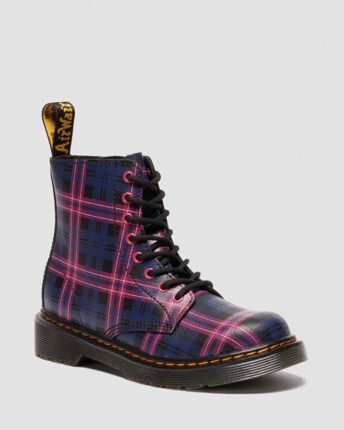 1460 PASCAL JUNIOR PINK TARTAN LACE UP KIDS BOOTS 1460 PASCAL JUNIOR PINK TARTAN LACE UP KIDS BOOTS