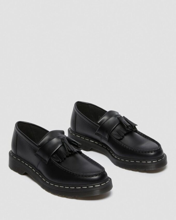 Adrian White Stitch Smooth Leather Loafers Adrian White Stitch Smooth Leather Loafers