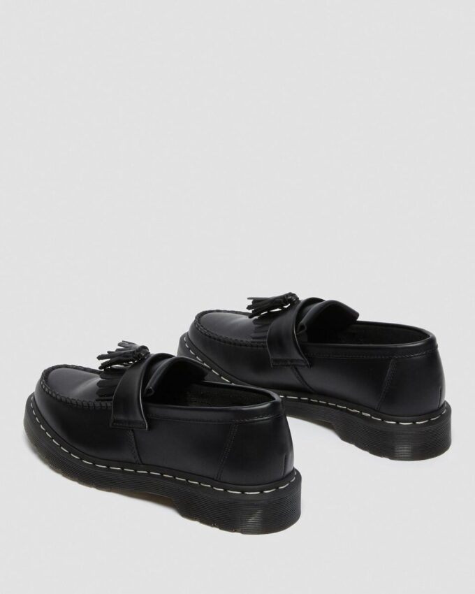 Adrian White Stitch Smooth Leather Loafers Adrian White Stitch Smooth Leather Loafers