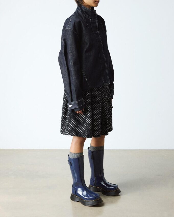 BUZZ HI Tall Distressed Patent Leather Boots BUZZ HI Tall Distressed Patent Leather Boots