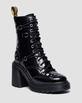 CHESNEY Studded Buttero Leather Flare Heeled Boots
