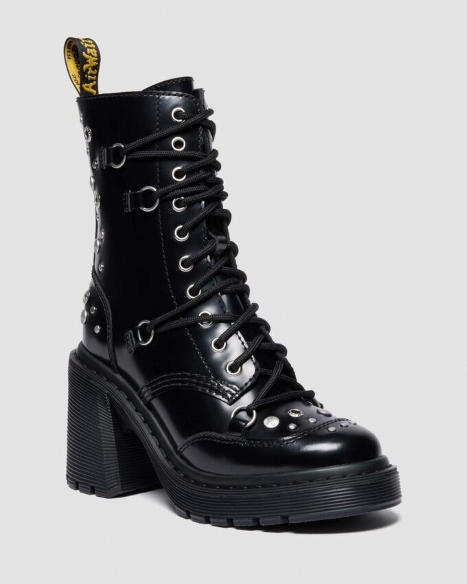 CHESNEY Studded Buttero Leather Flare Heeled Boots