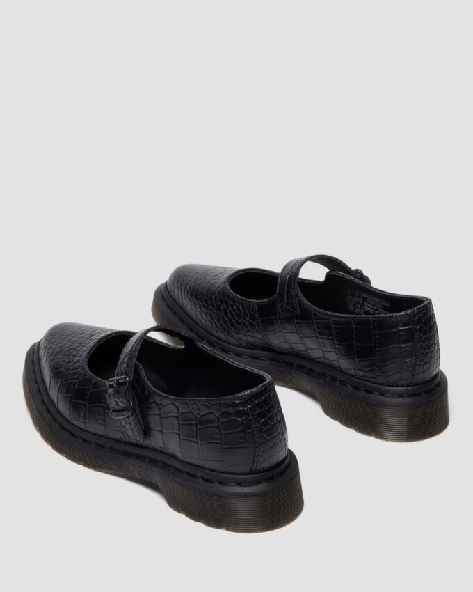 ELPHIE MJ Croc Emboss Leather Shoes