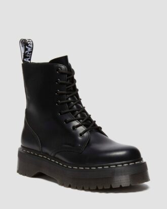Jadon White Stitch Smooth Leather Platform Boots