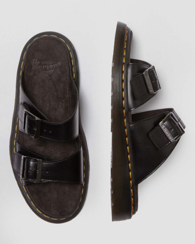 Josef Analine Leather Buckle Slide Sandals Josef Analine Leather Buckle Slide Sandals