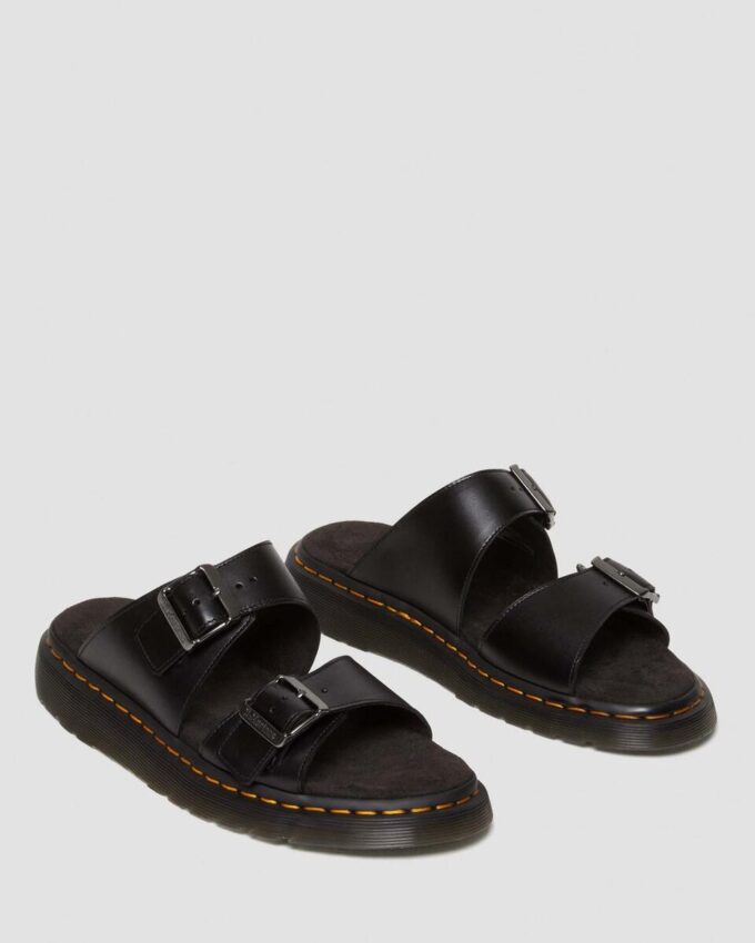 Josef Analine Leather Buckle Slide Sandals Josef Analine Leather Buckle Slide Sandals