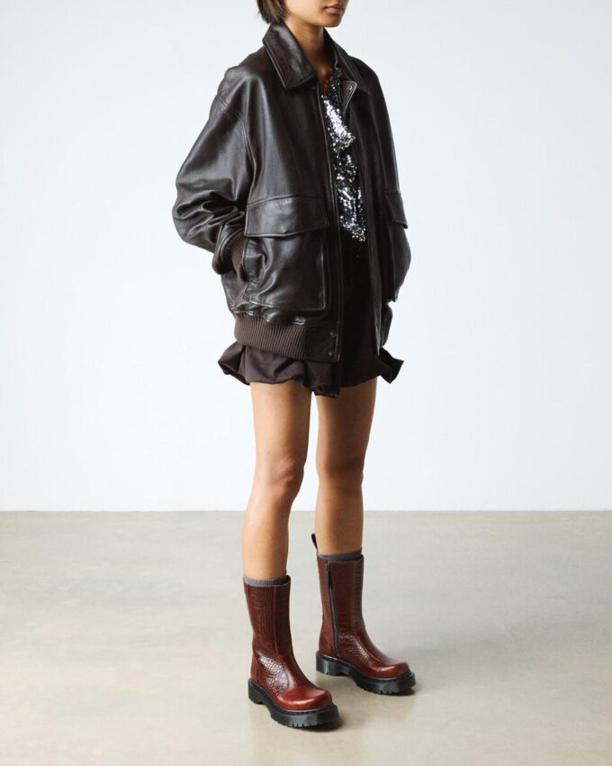 REJENA Croc Emboss Leather Boots REJENA Croc Emboss Leather Boots